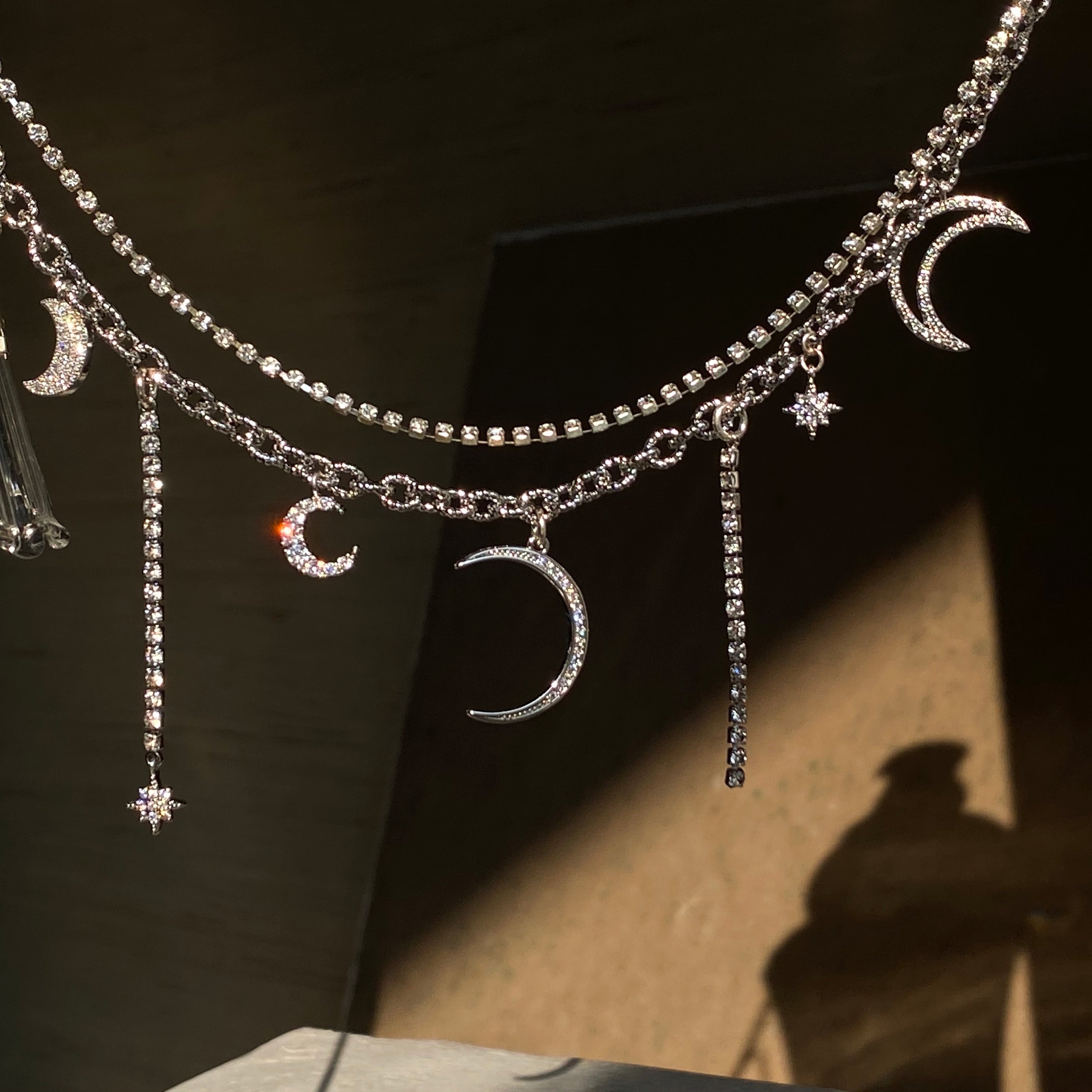 Influencer Program  Shiny Star and Moon Double Necklace / Clavicle Chain