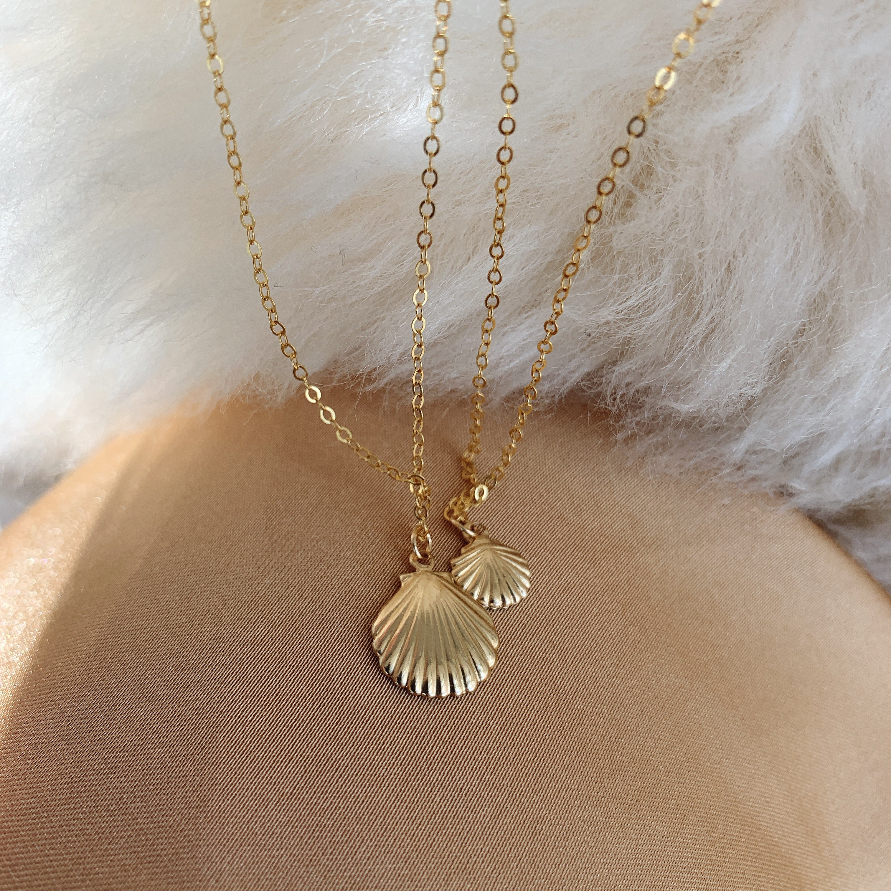 Shell Necklace 14k Gold Covered Fan-Shaped Anti-Allergy Necklace