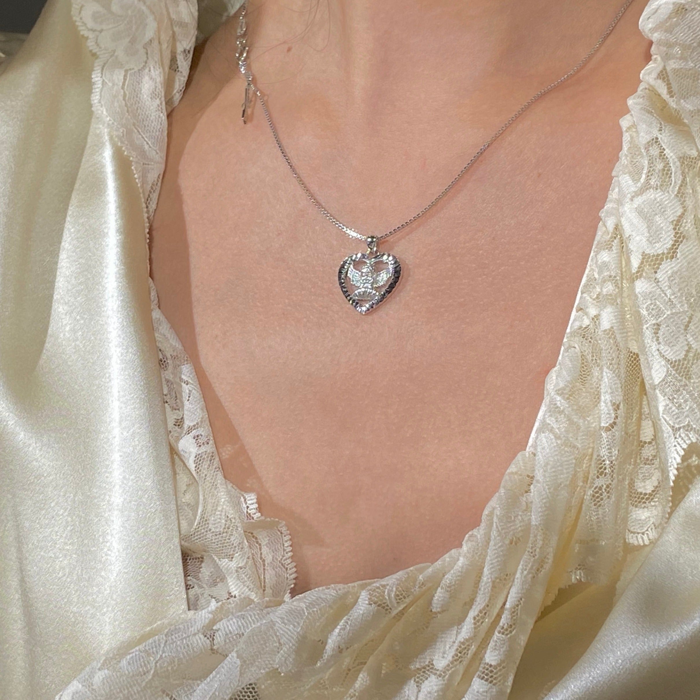 Handmade S925 Silver Angel Love Necklace
