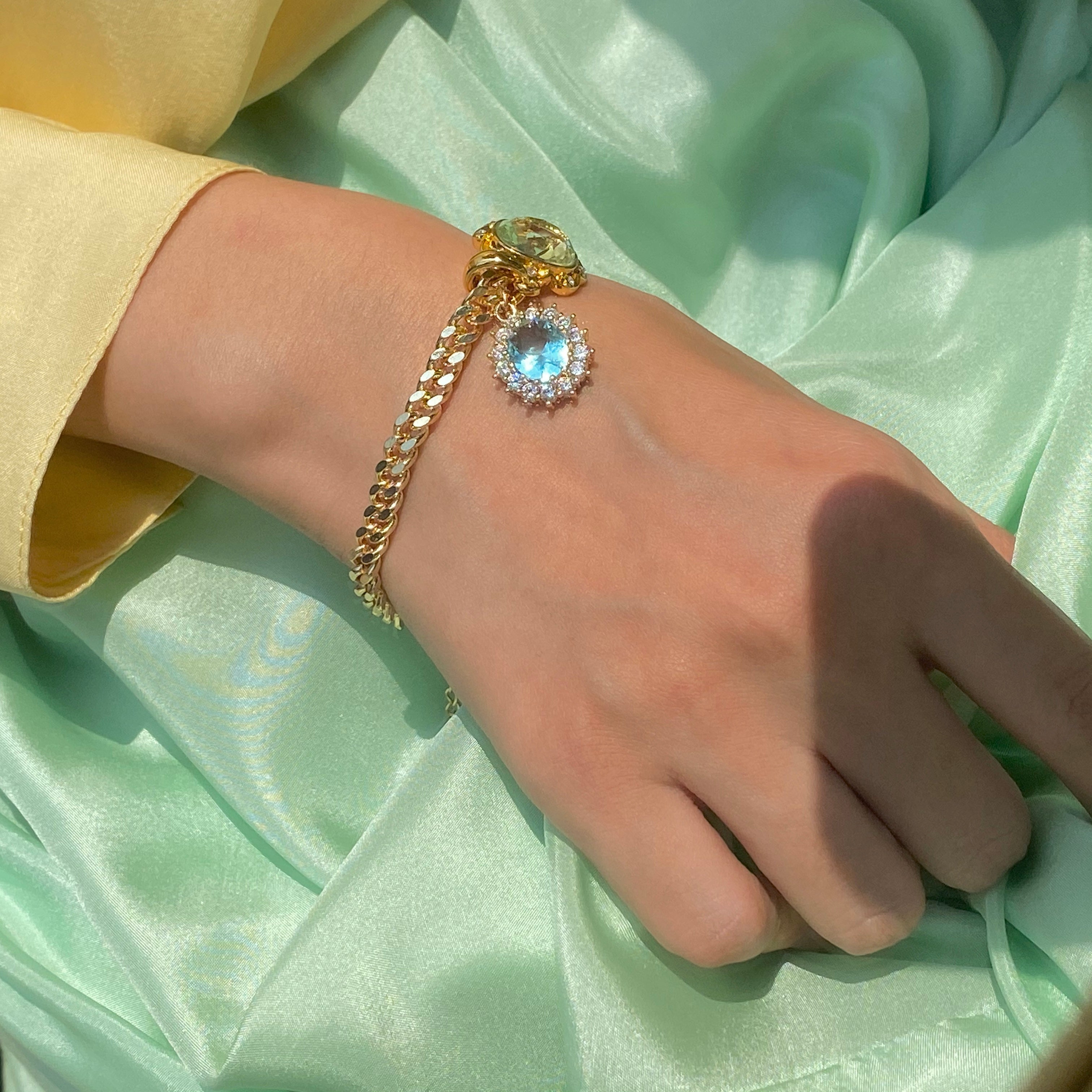 Vintage Blue and Green Large Gemstone Bracelet