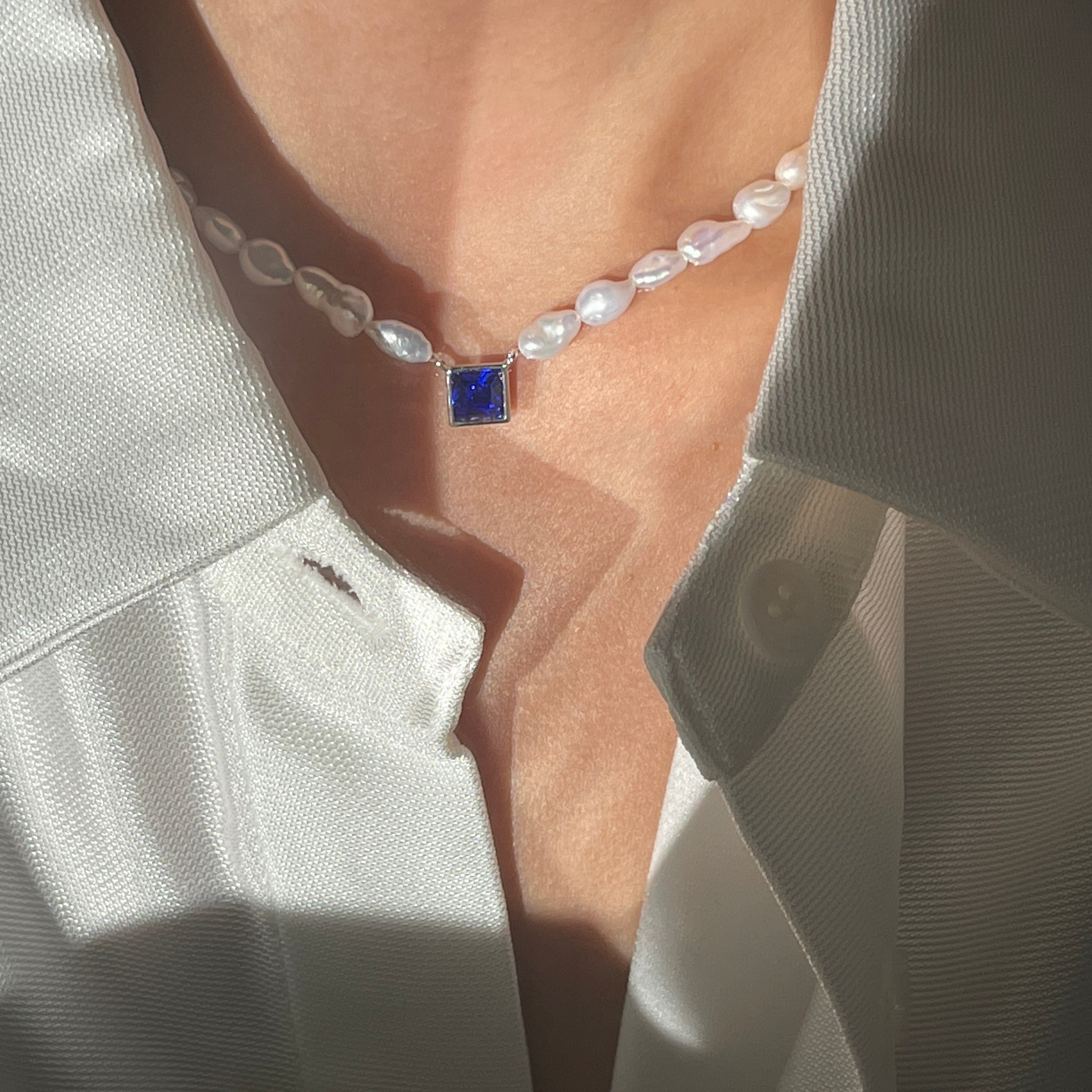 Klein Sapphire Natural Baroque Necklace