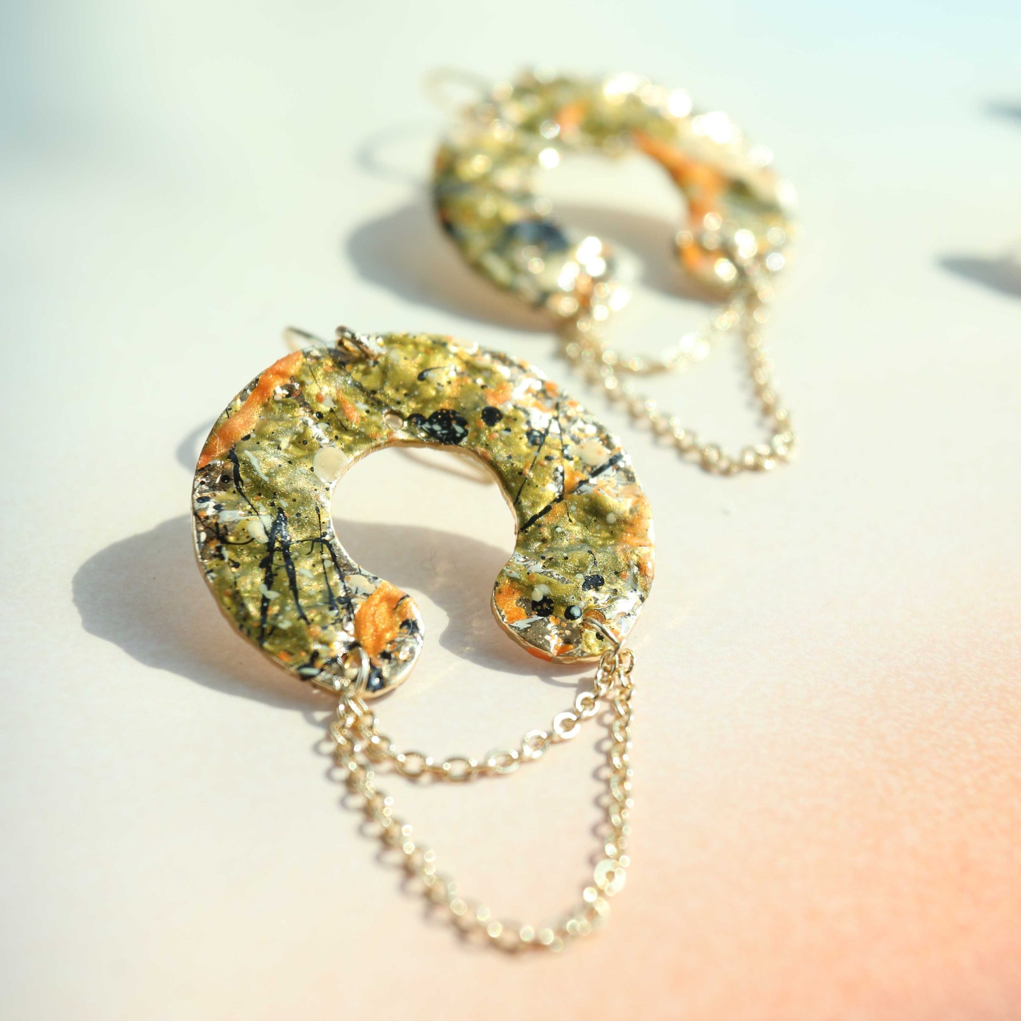 Pollock-Golden Temperament Vintage Handmade Earrings+Golden Chain