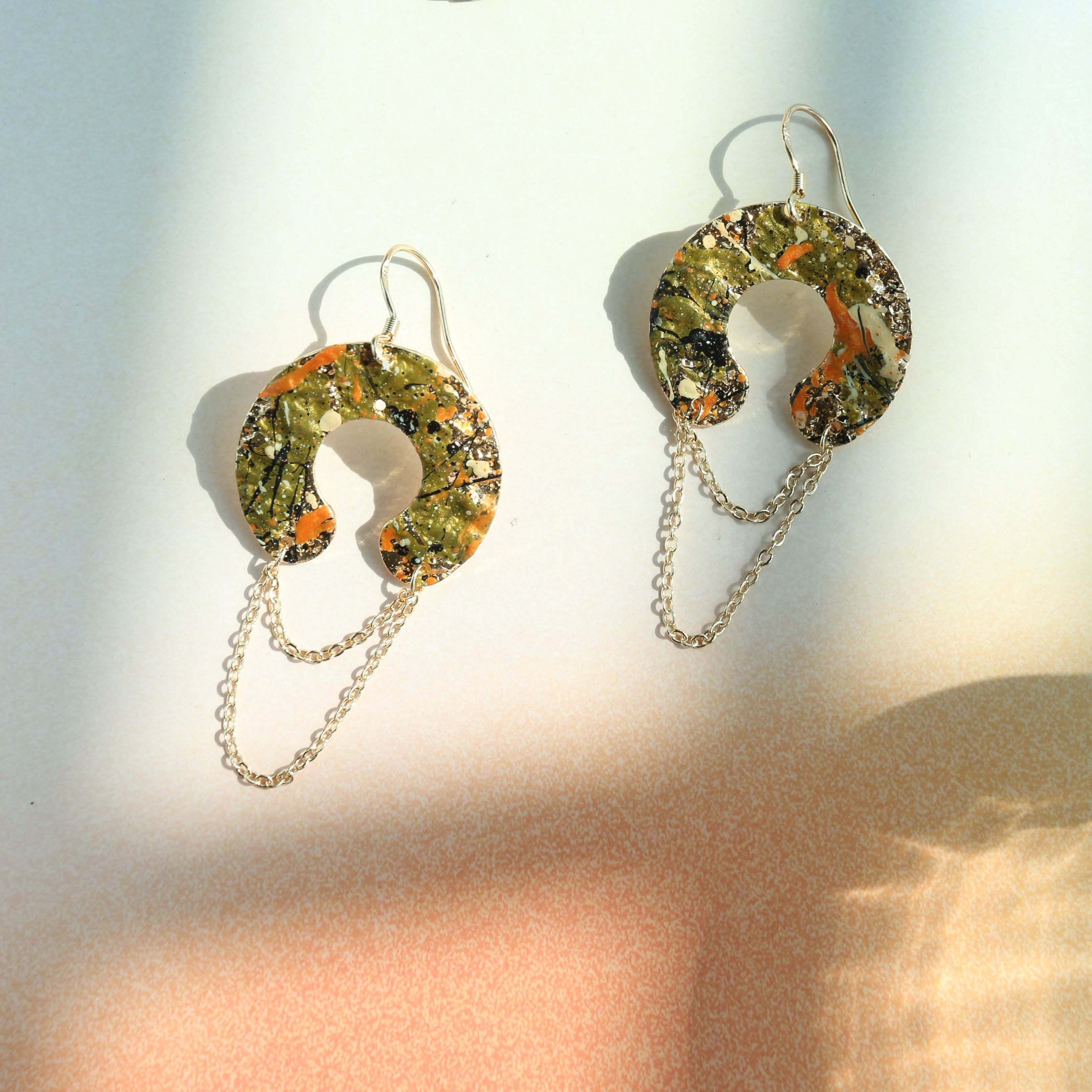 Pollock-Golden Temperament Vintage Handmade Earrings+Golden Chain