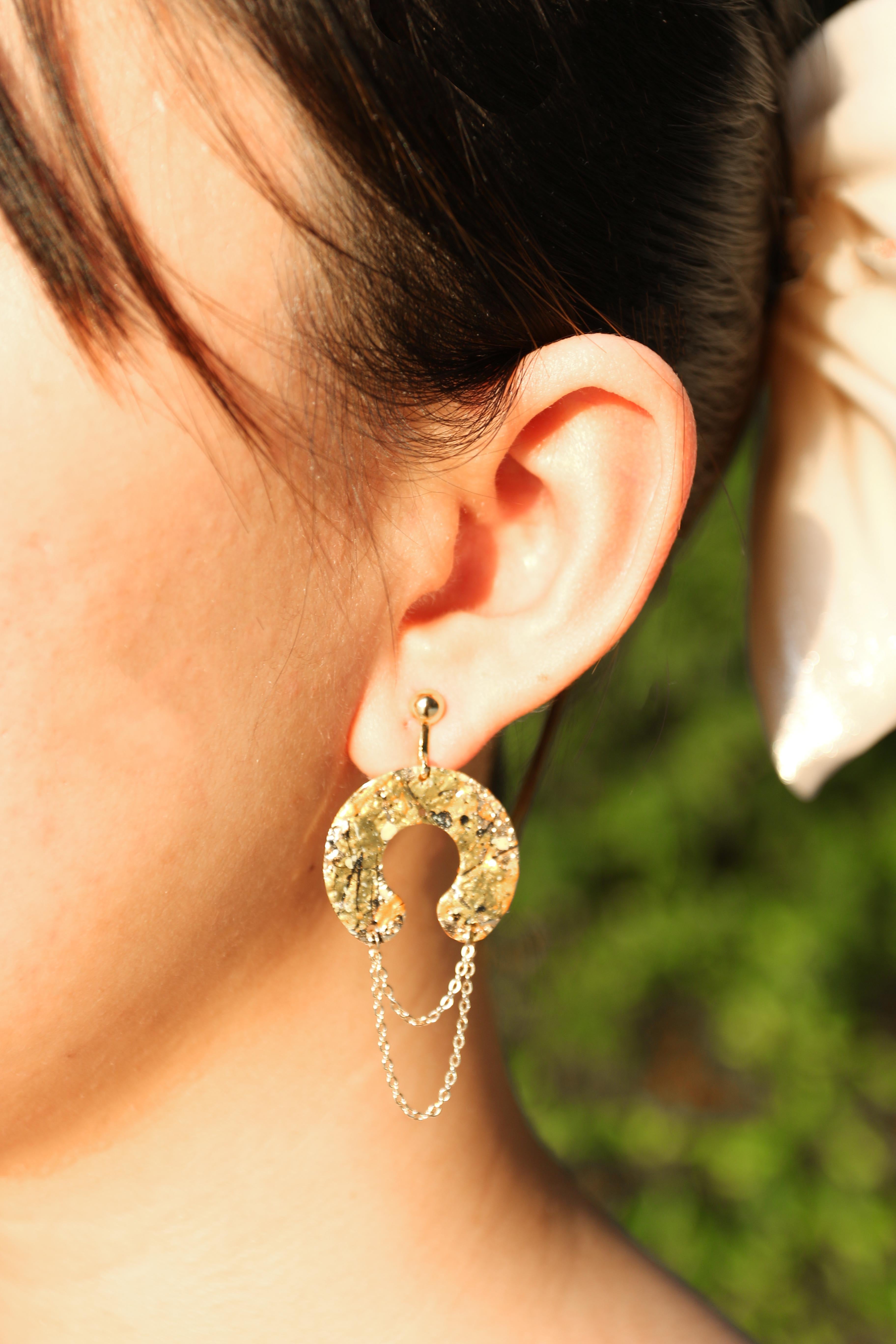 Pollock-Golden Temperament Vintage Handmade Ear Clips+Golden Chain