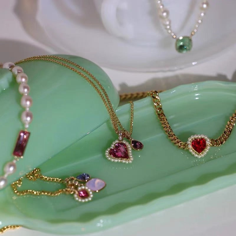 Collection of Barbie's Jewelry- Girls' Heart-Dazzling Gemstones and Baroque Pearl Necklaces