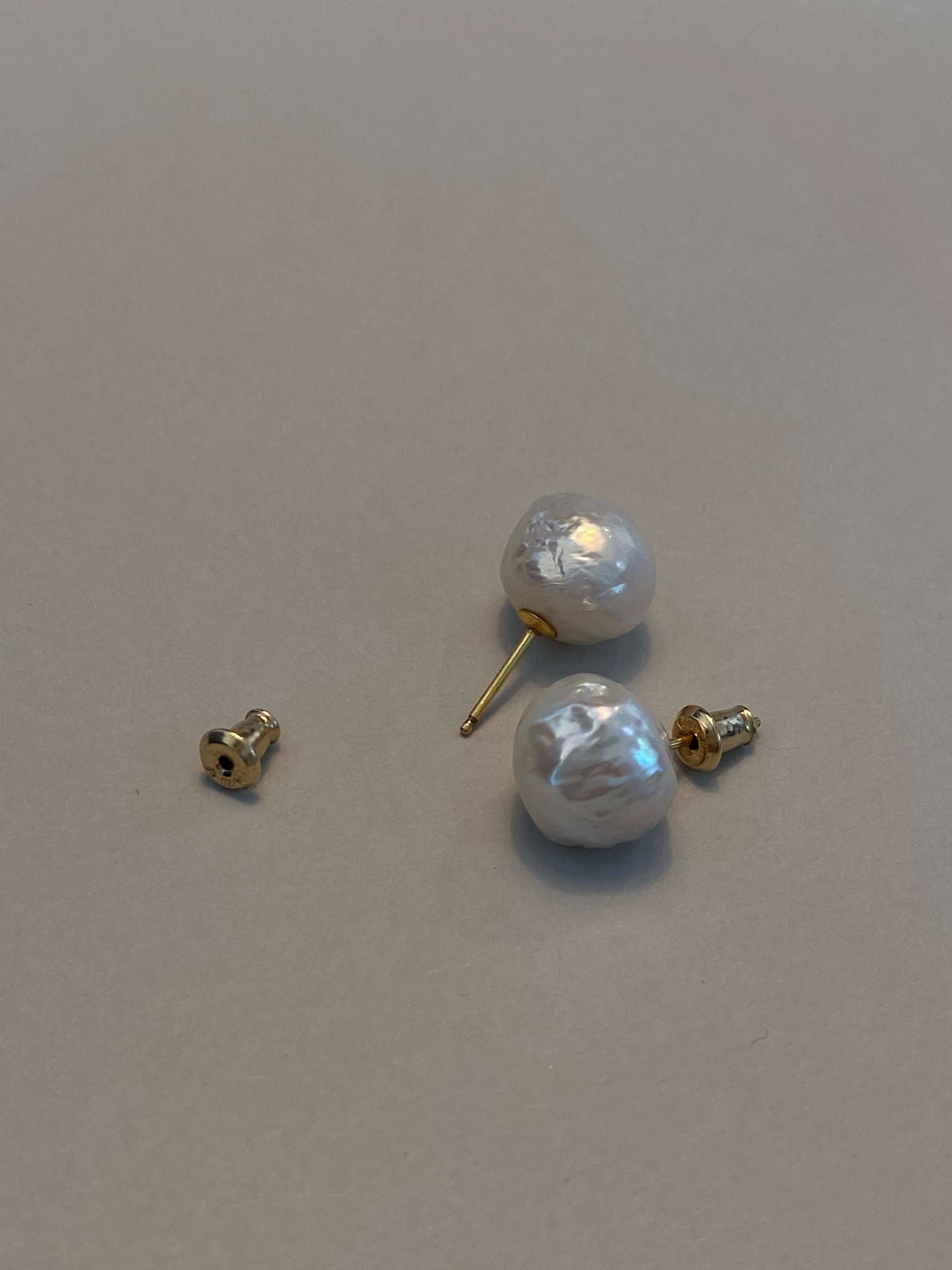 Natural Baroque Pearl Stud Earrings