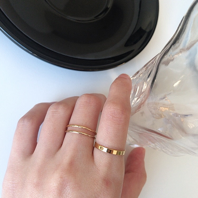 Ring Combination Simple And Versatile 14K Clad Gold Fashion Stacking Ring