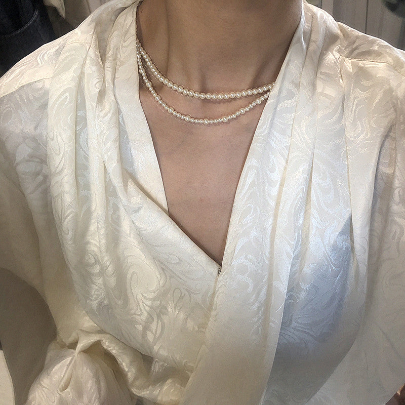 Vintage High-Gloss Faux Pearl Clavicle/Necklace