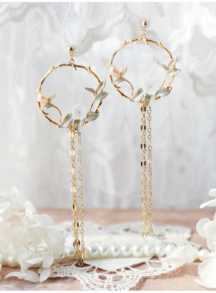 Chinese Style Vintage Pearl Tassel Handmade Earrings