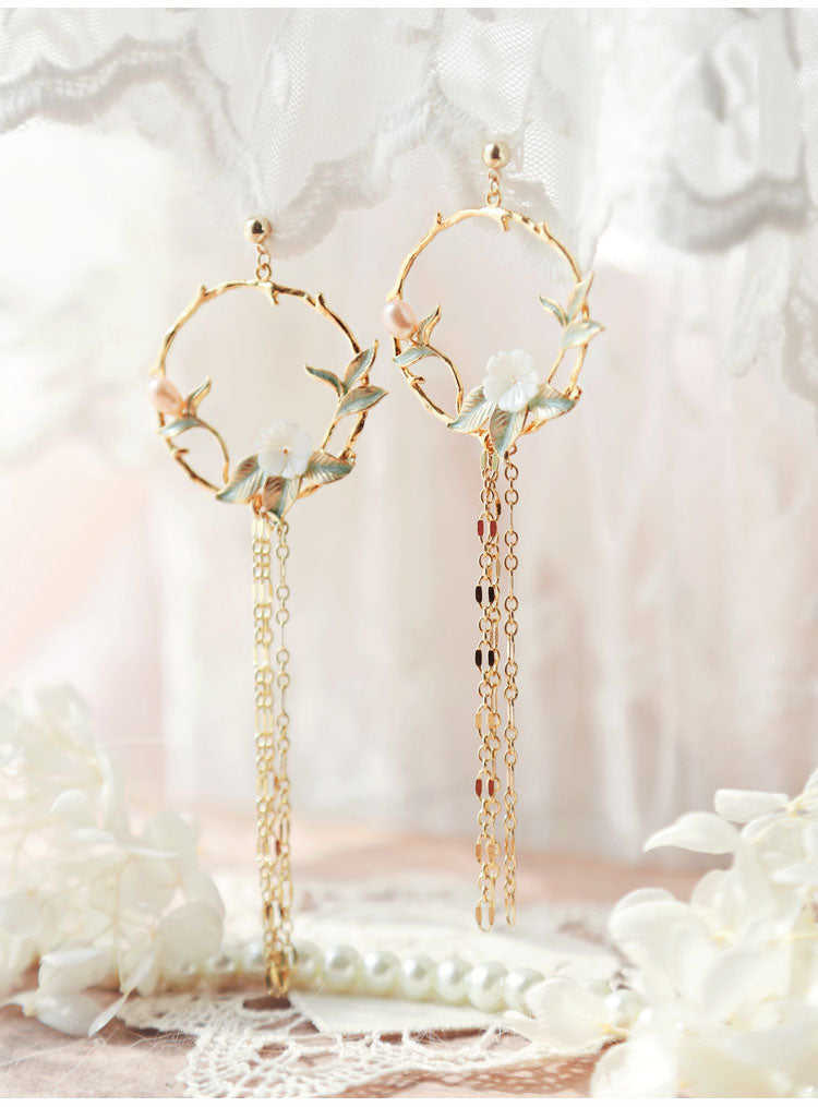 Chinese Style Vintage Pearl Tassel Handmade Earrings
