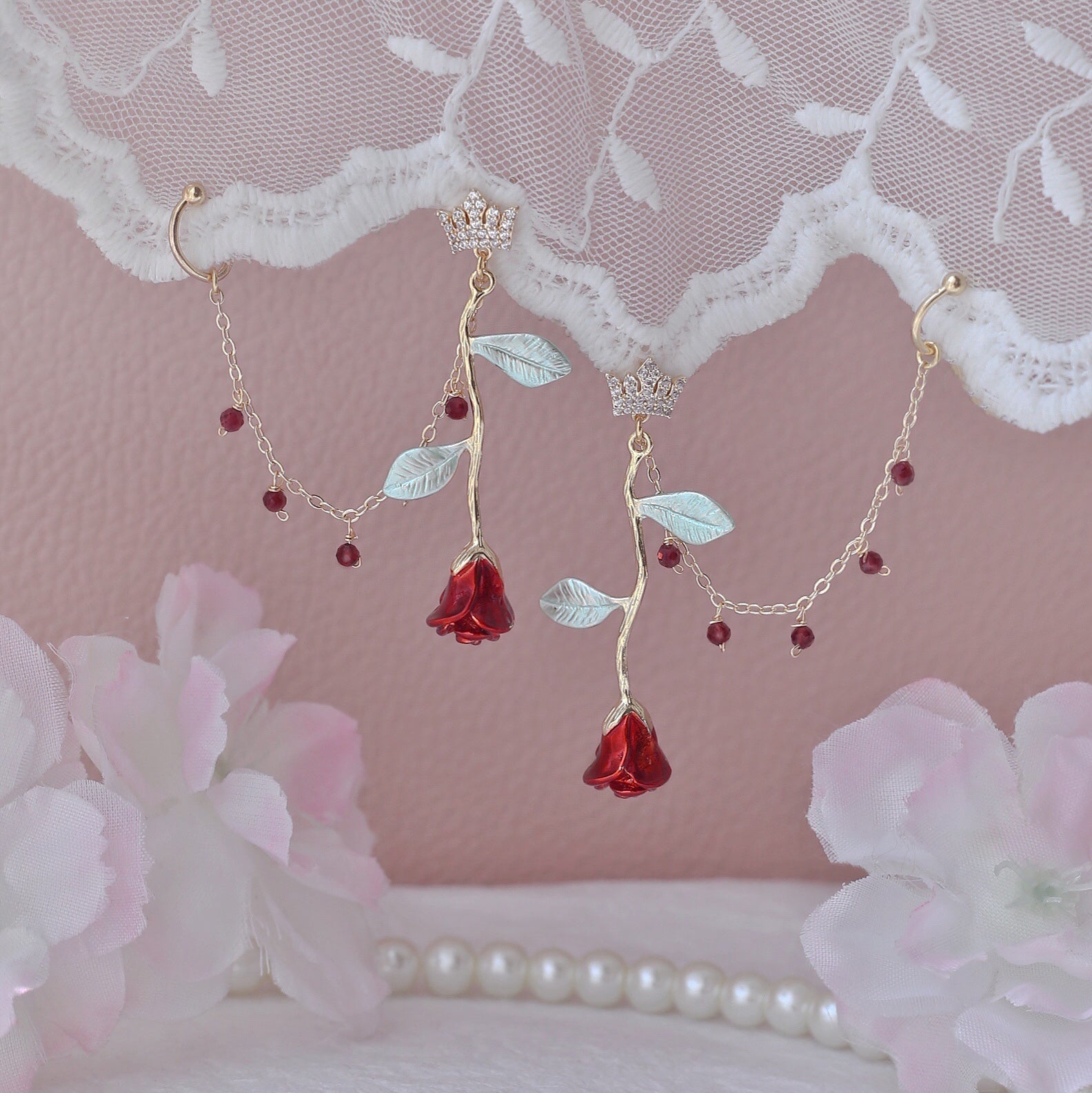 Rose Pendant Handmade Earrings-Style 1