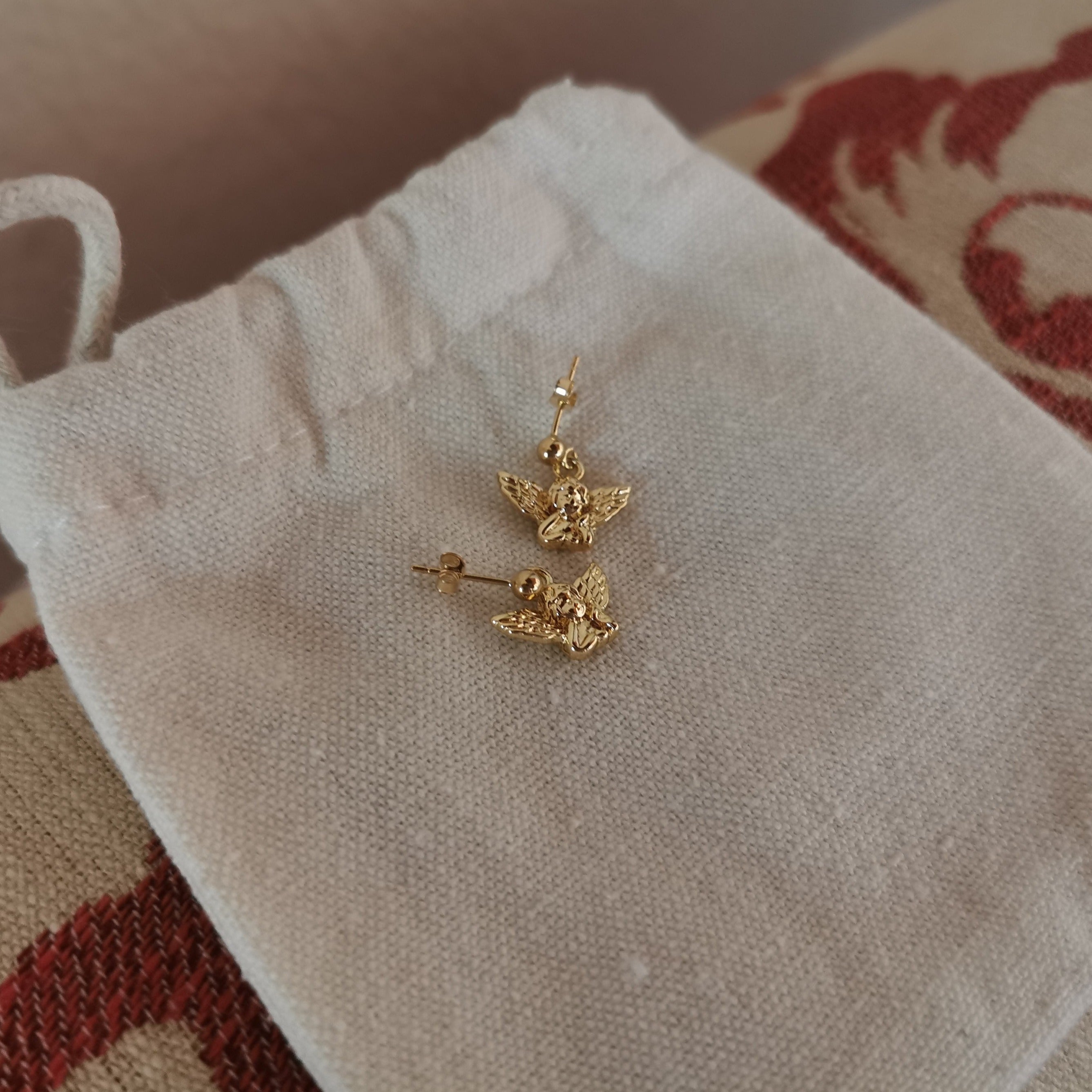14k Gold Handmade Exquisite Little Angel Earrings