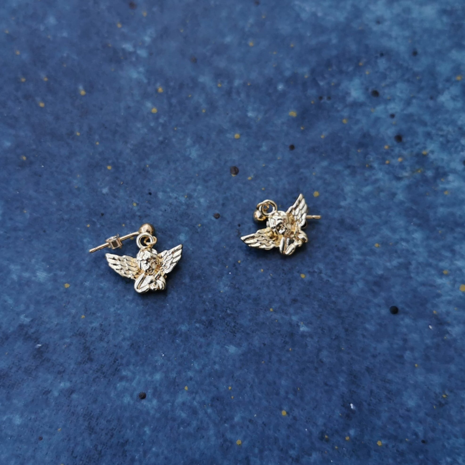14k Gold Handmade Exquisite Little Angel Earrings