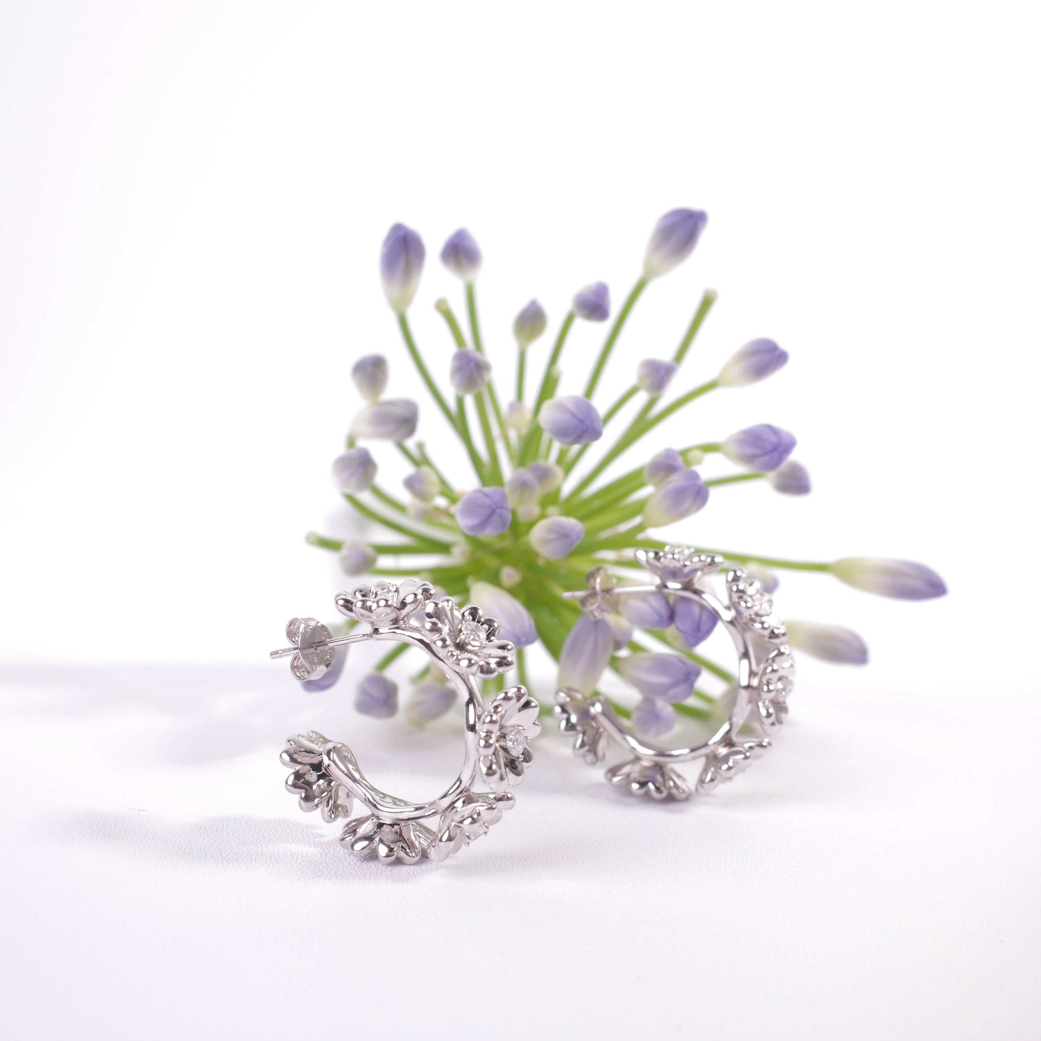 Original Design Flower/Peach Temperament 925 Silver Stud Handmade Earrings
