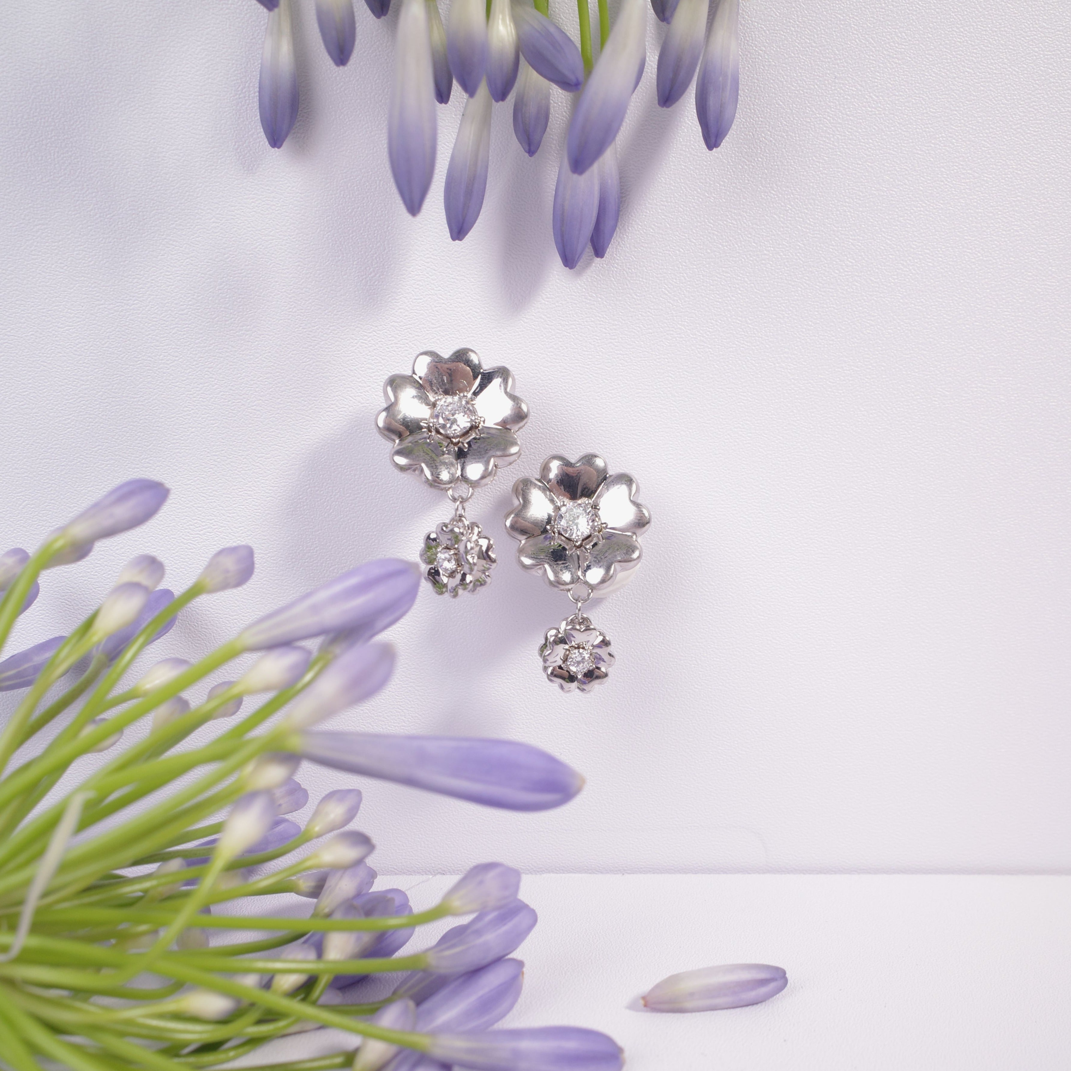 Original Design Flower/Peach Blossom High Quality 925 Silver Stud Handmade Earrings