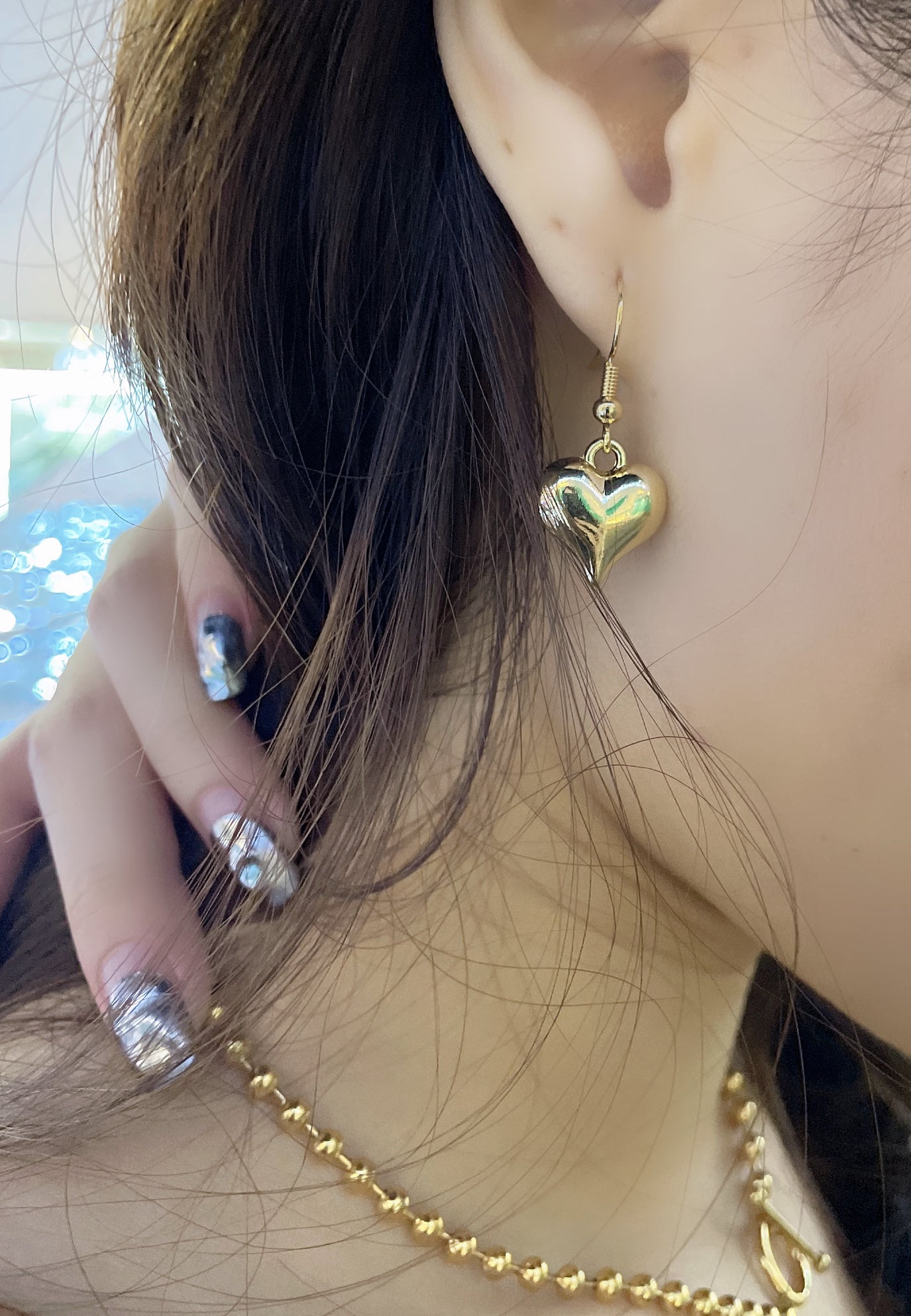 Asymmetrical Golden Love Handmade Earrings