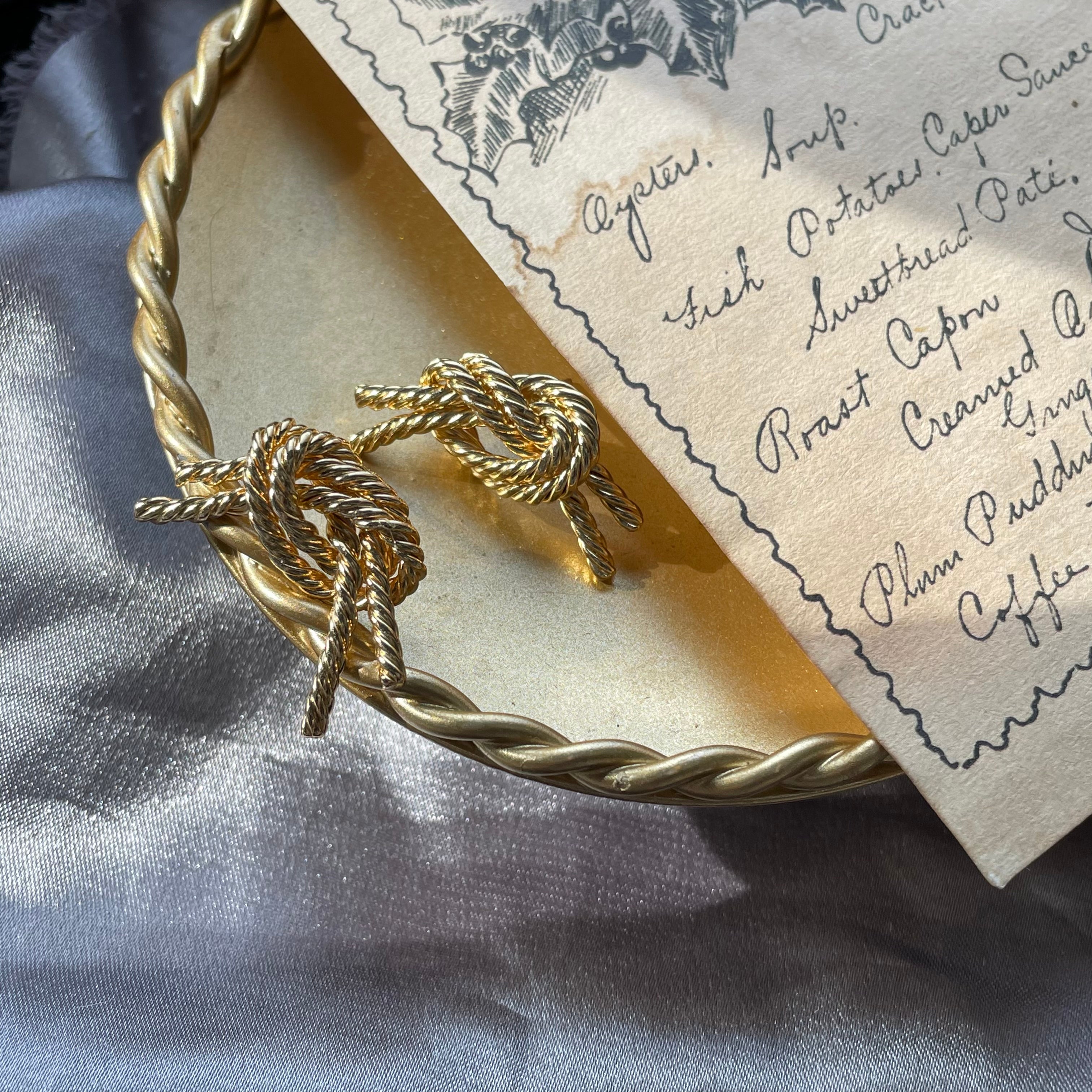 Delicate Golden Knot Handmade Earrings