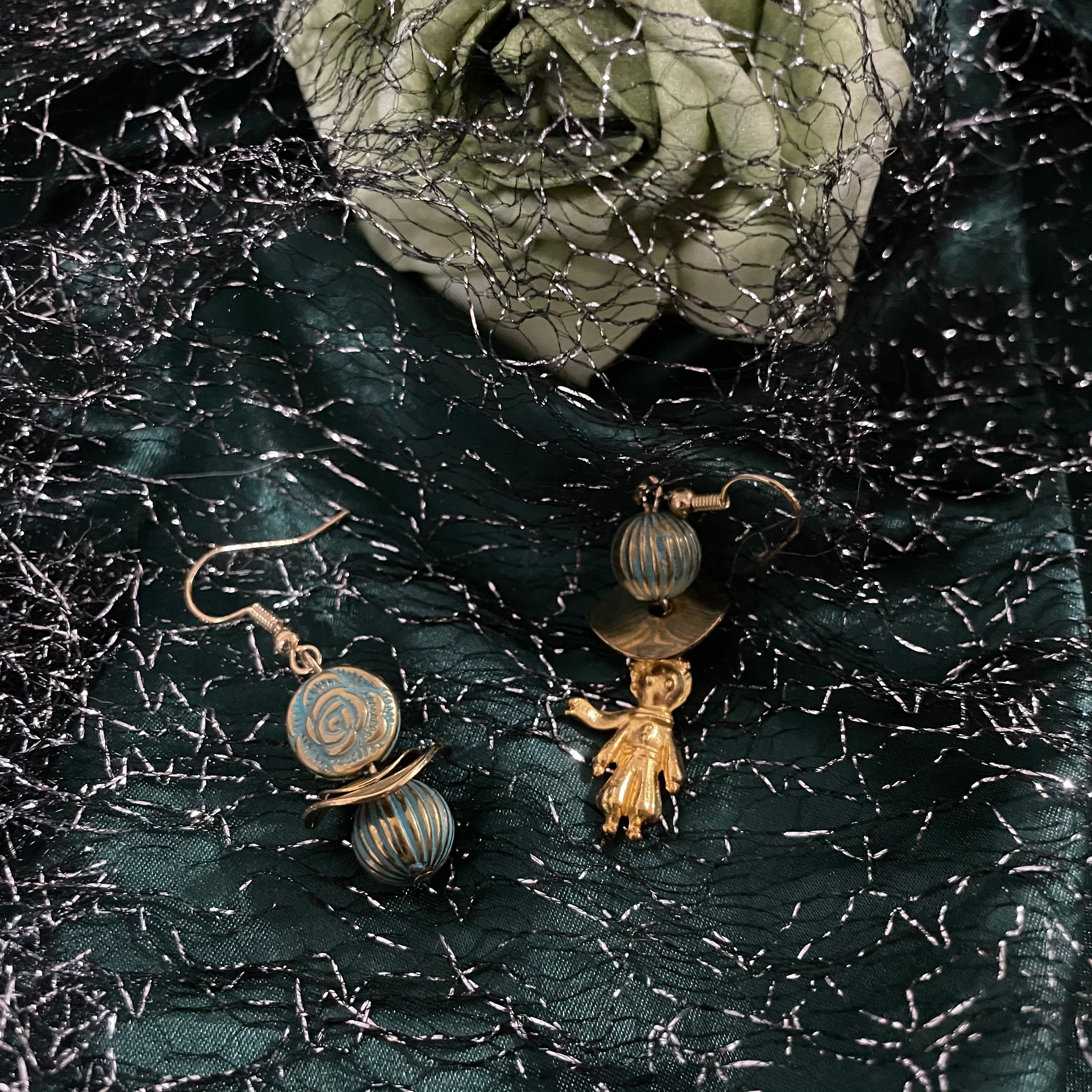 Original Design Little Prince And His Rose Handmade Earrings