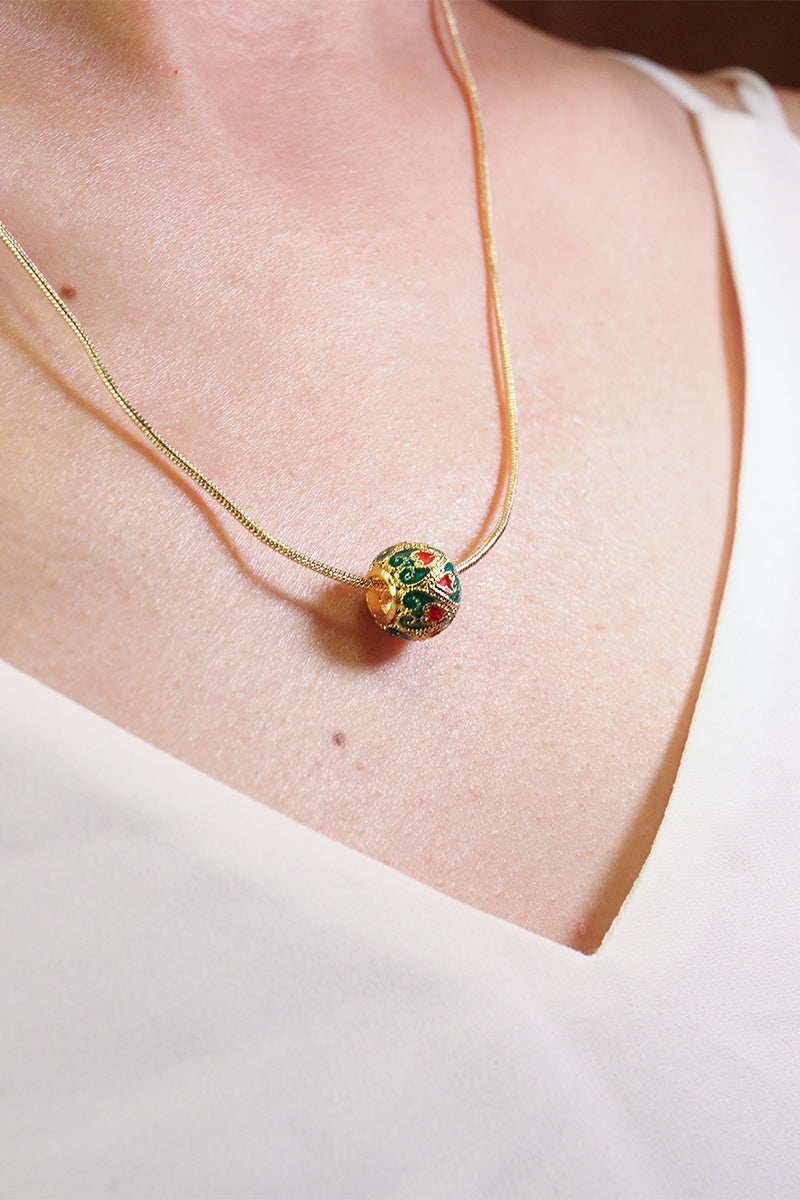 Cloisonne -18k Gold Handmade Necklace